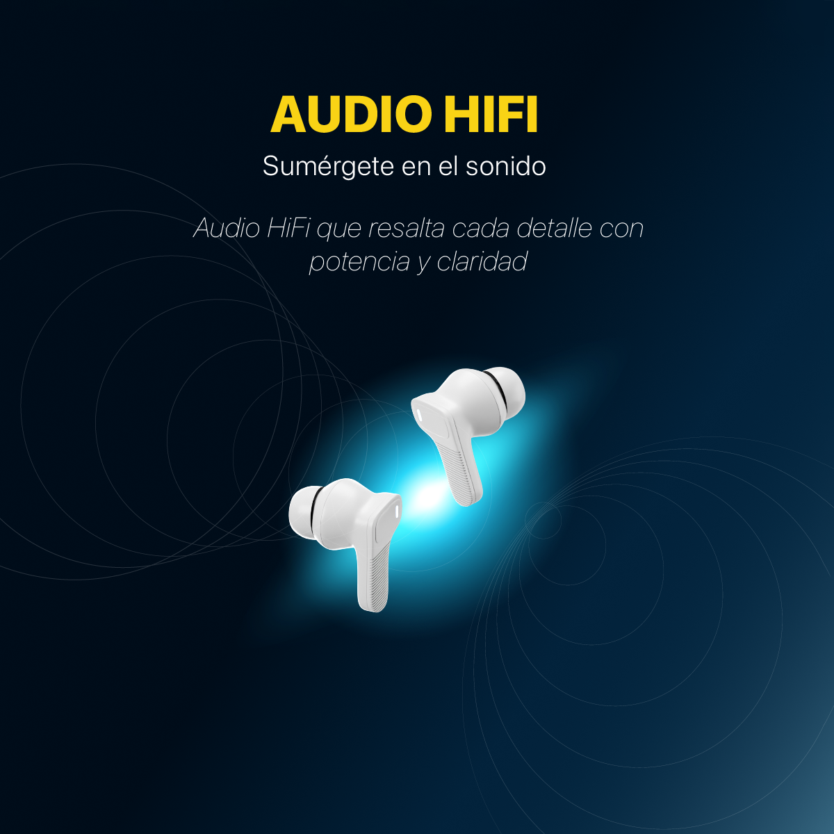 AUDIFONOS INALAMBRICOS CYBERSHOP BLANCO MDL-INPOD5 PREMIUM