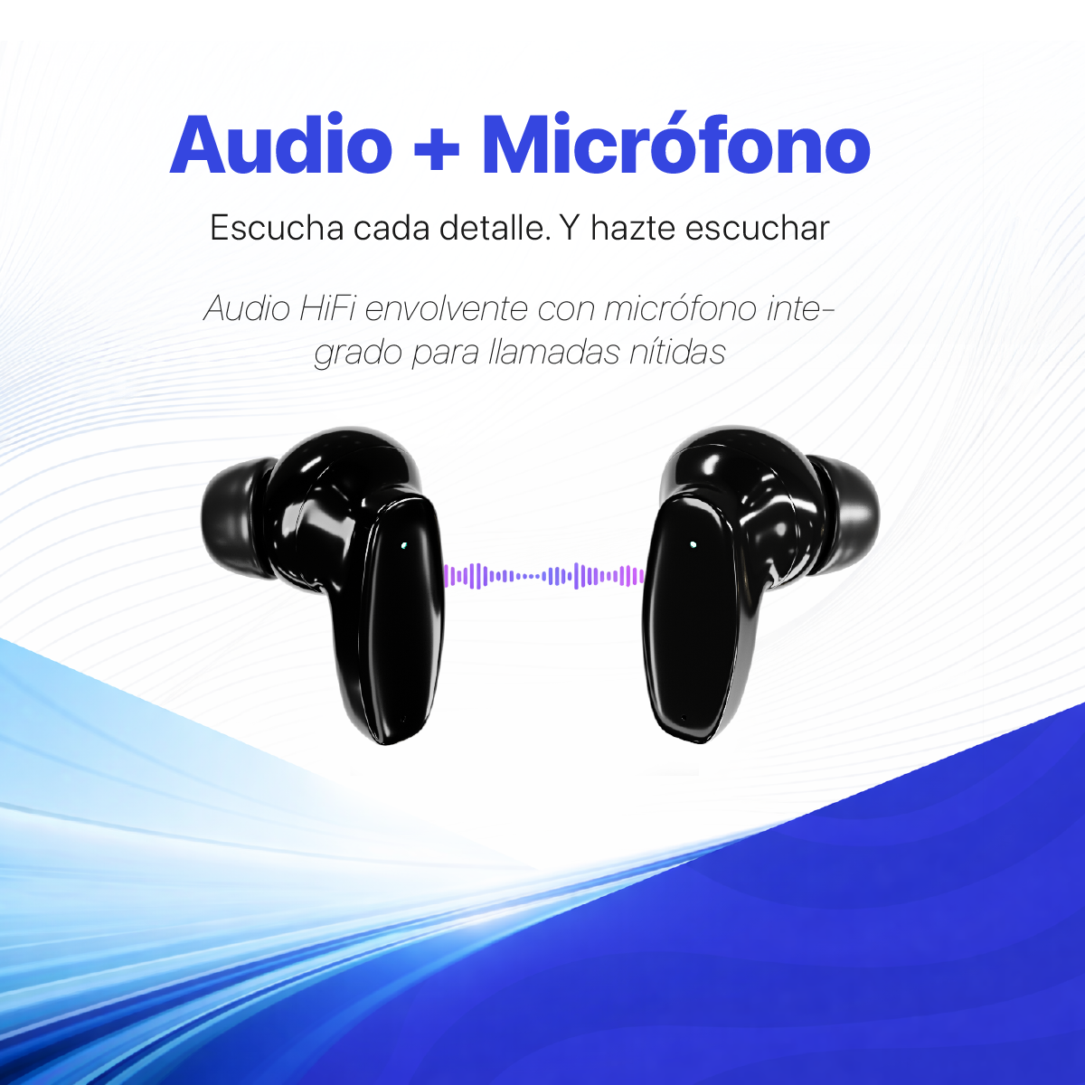 AUDIFONOS INALAMBRICOS CYBERSHOP BLUETOOTH NEGRO MDL-INPOD3