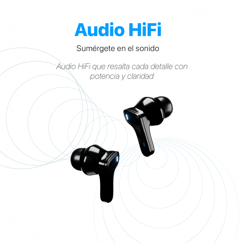 AUDIFONOS INALAMBRICOS CYBERSHOP NEGRO MDL-INPOD5 PREMIUM