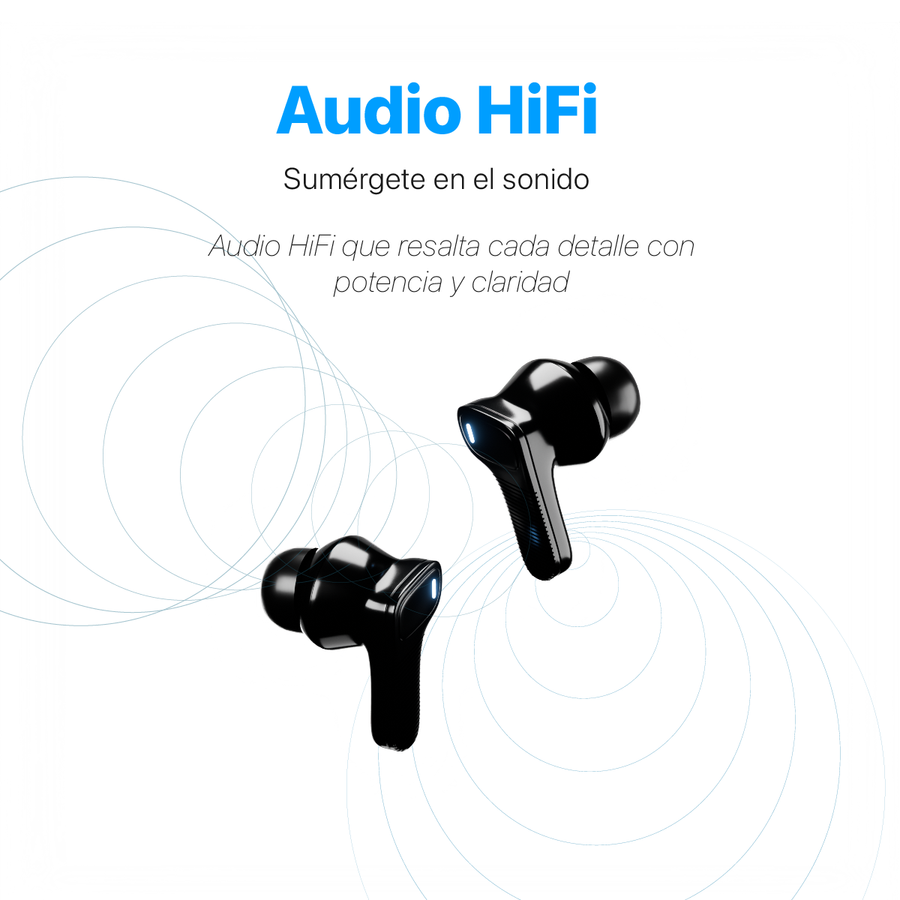 AUDIFONOS INALAMBRICOS CYBERSHOP NEGRO MDL-INPOD5 PREMIUM