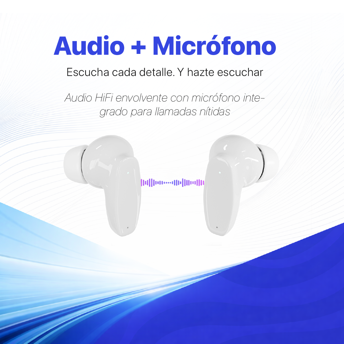 AUDIFONOS INALAMBRICOS CYBERSHOP BLUETOOTH BLANCO MDL-INPOD3