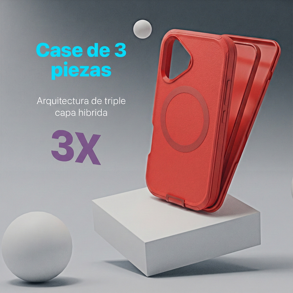 FUNDA ADVENTURE MAGSAFGFE IPHONE 16 ROJO