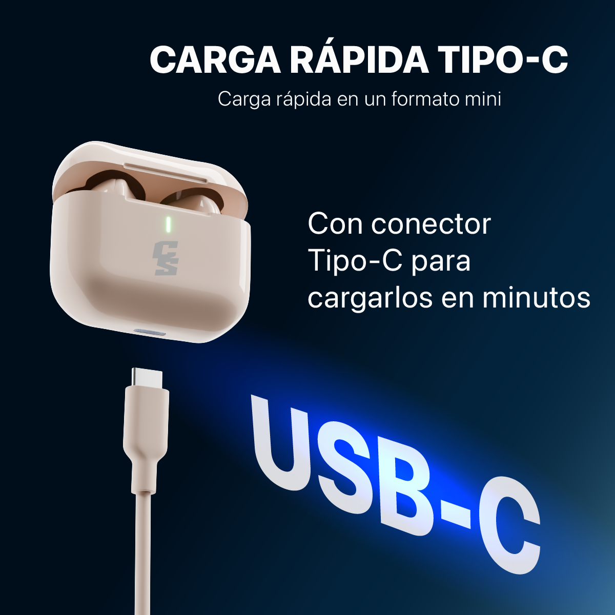 AUDIFONOS INALAMBRICOS CYBERSHOP BLANCO MDL-INPOD4