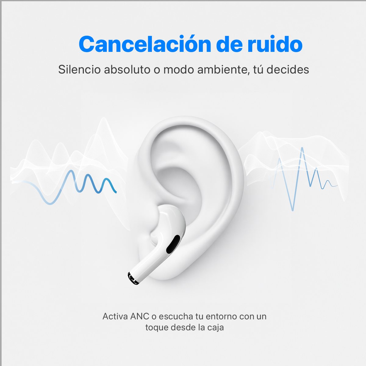 AUDIFONOS INALAMBRICOS TOUCH ANC+ENC CYBERSHOP BLANCO