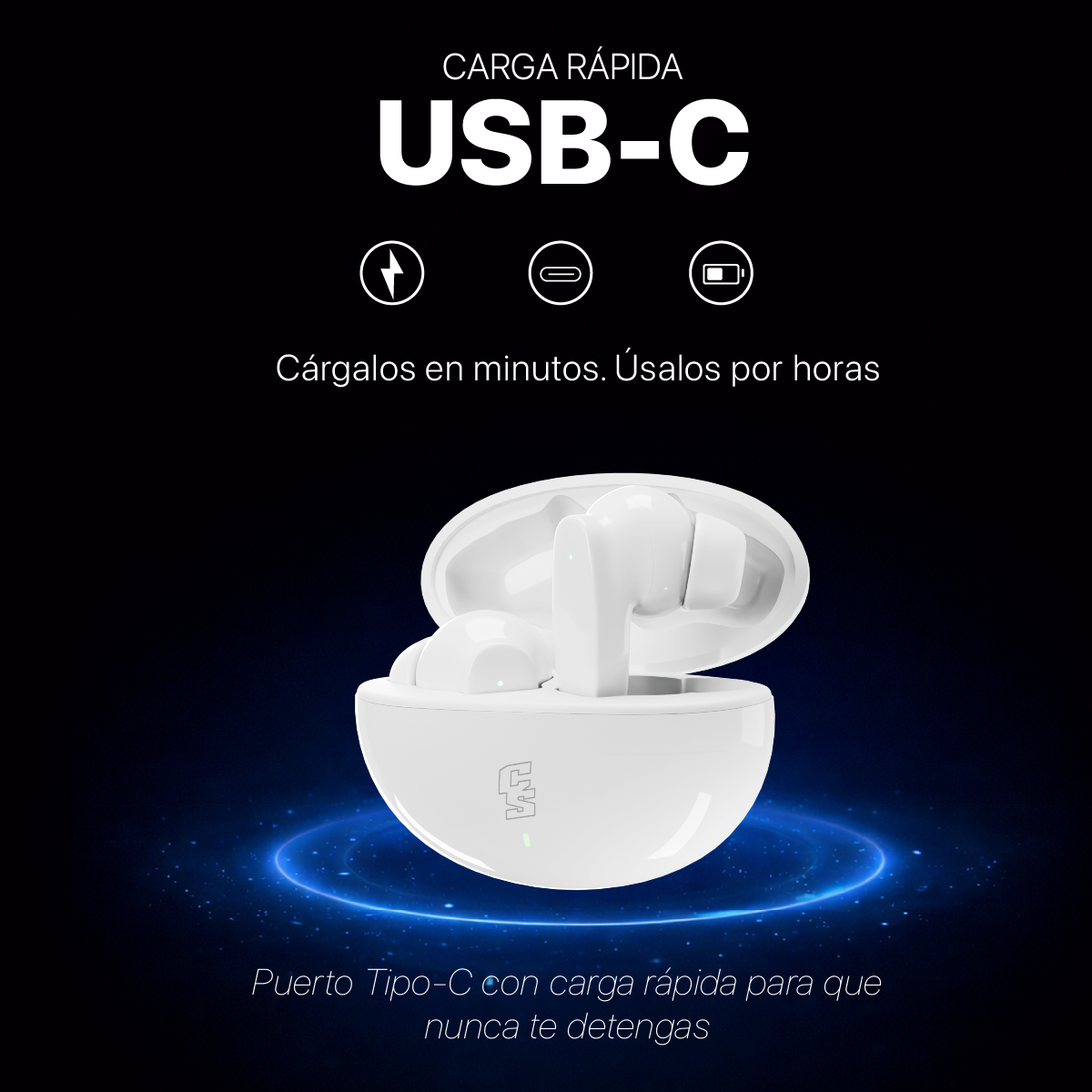 AUDIFONOS INALAMBRICOS CYBERSHOP BLUETOOTH BLANCO MDL-INPOD3