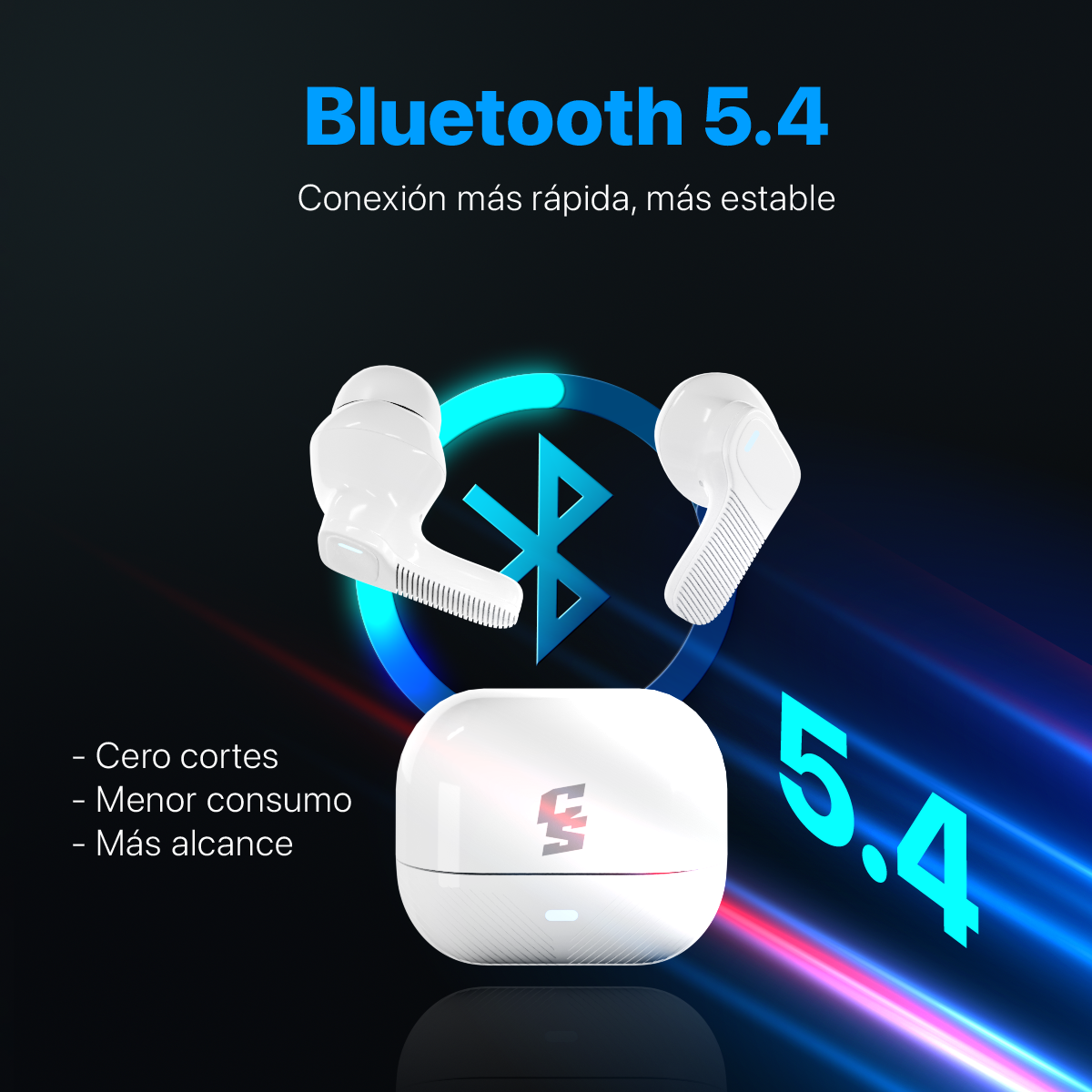 AUDIFONOS INALAMBRICOS CYBERSHOP BLANCO MDL-INPOD5 PREMIUM