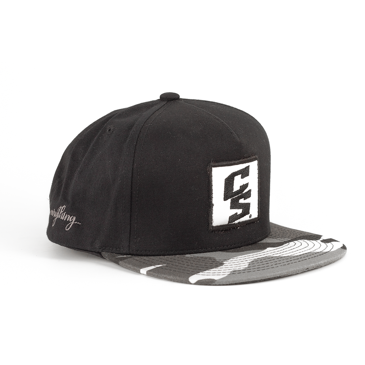 Gorra Snapback Square Patch Negra CS con Visera Camuflaje Gris