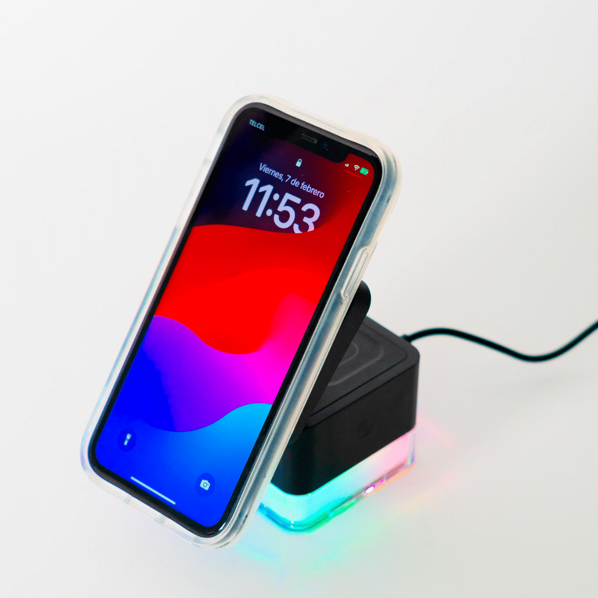 BASE DE CARGA 3 EN 1 CUBO RGB UNIVERSAL CYBERSHOP 15W NEGRO