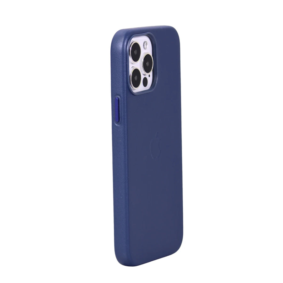 FUNDA CUERO-3 MAGSAFE IPHONE 13 PRO MAX AZUL