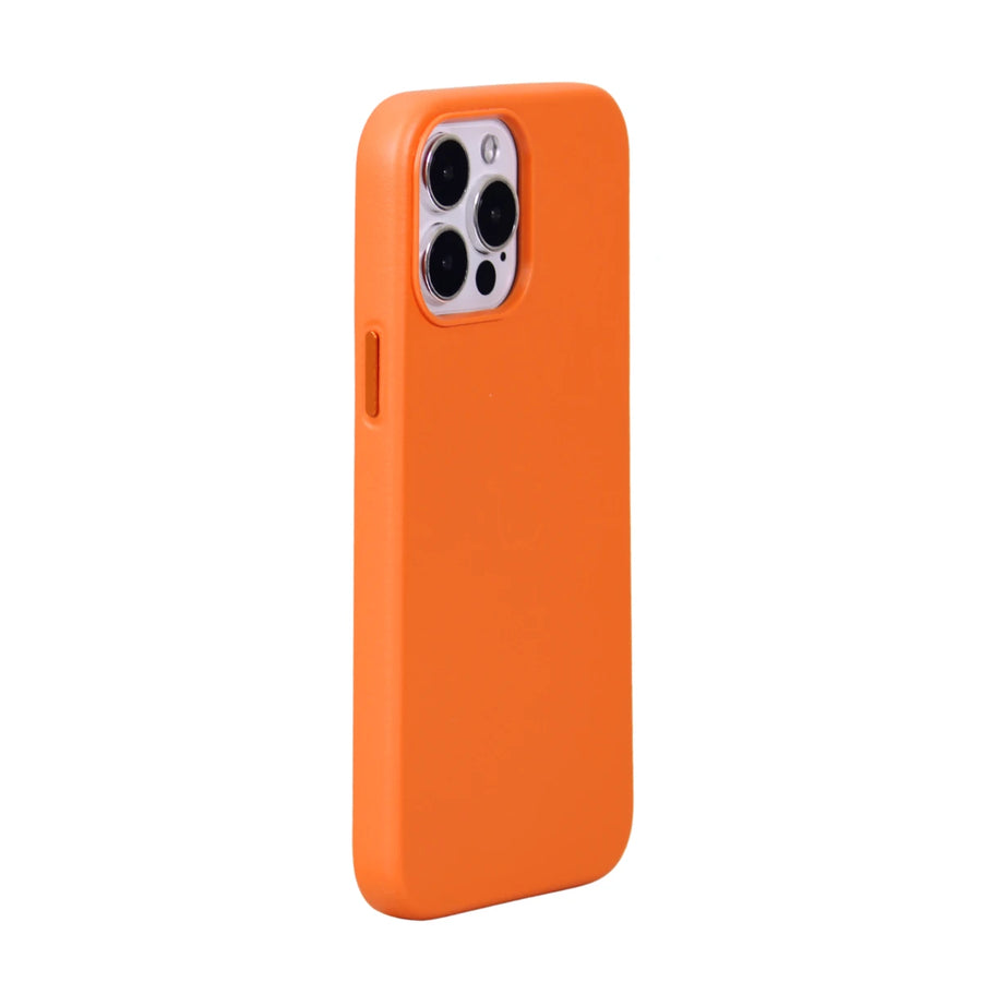 FUNDA CUERO-3 MAGSAFE IPHONE 13 PRO MAX NARANJA