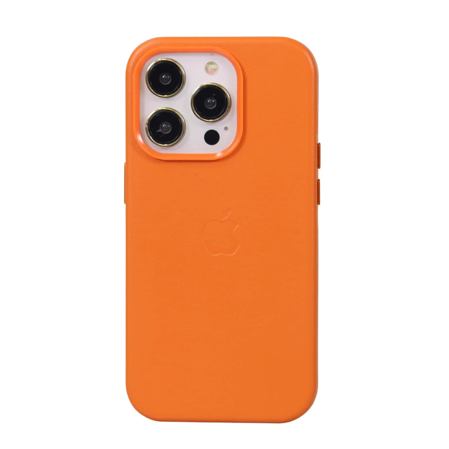 FUNDA CUERO-3 MAGSAFE IPHONE 14 PRO NARANJA