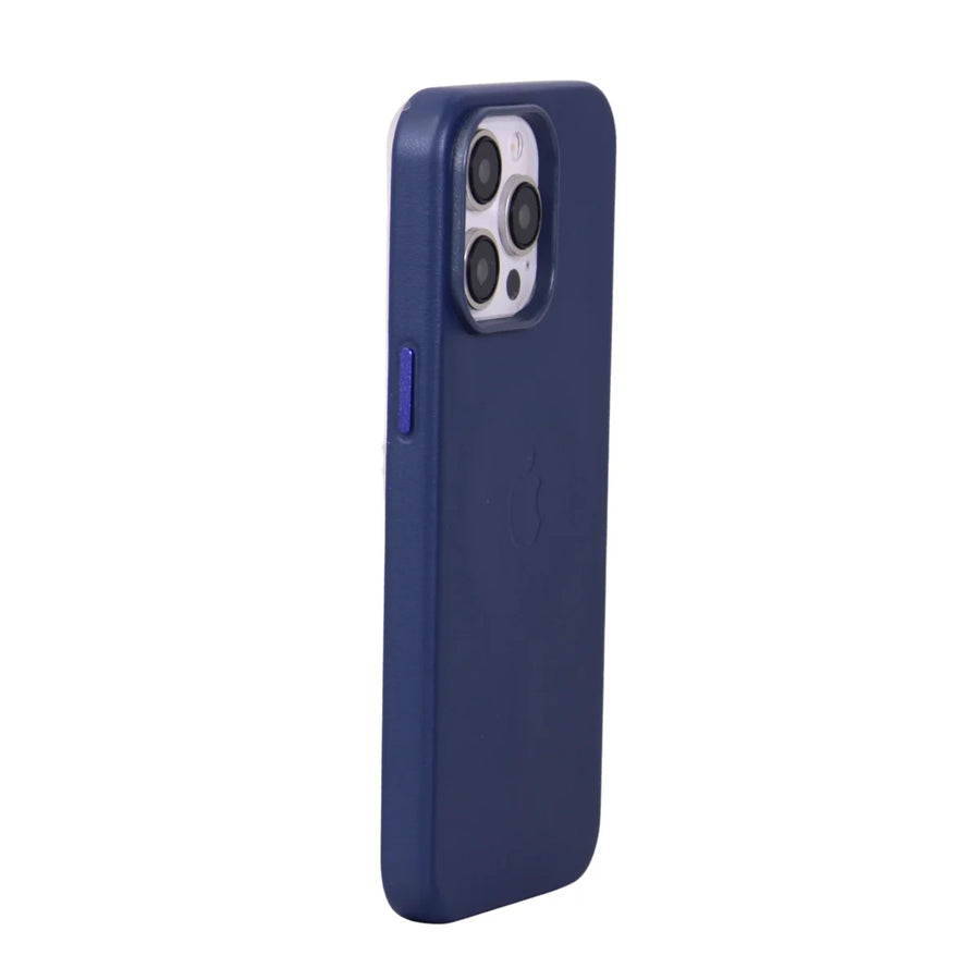 FUNDA CUERO MAGSAFE IPHONE 14 PRO MAX AZUL