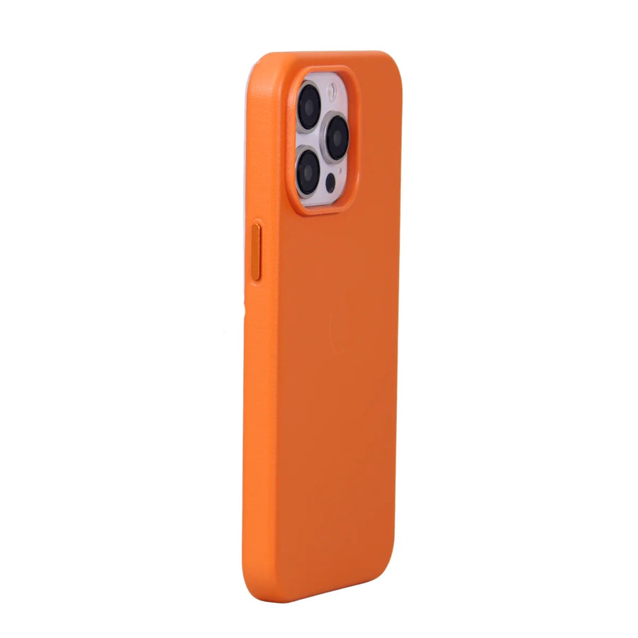 FUNDA CUERO-3 MAGSAFE IPHONE 14 PRO MAX NARANJA