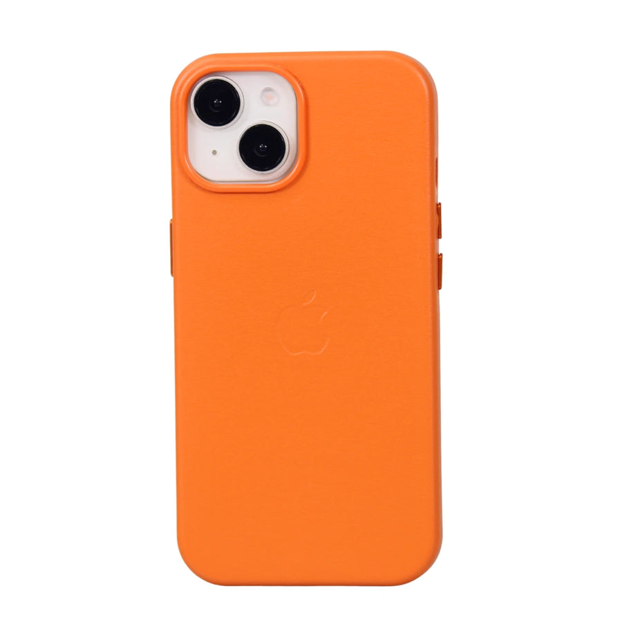 FUNDA CUERO-3 MAGSAFE IPHONE 15 NARANJA