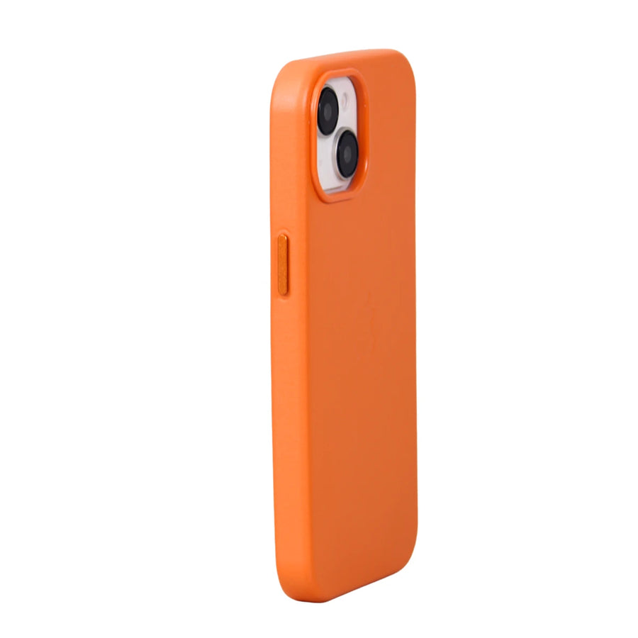 FUNDA CUERO-3 MAGSAFE IPHONE 15 NARANJA