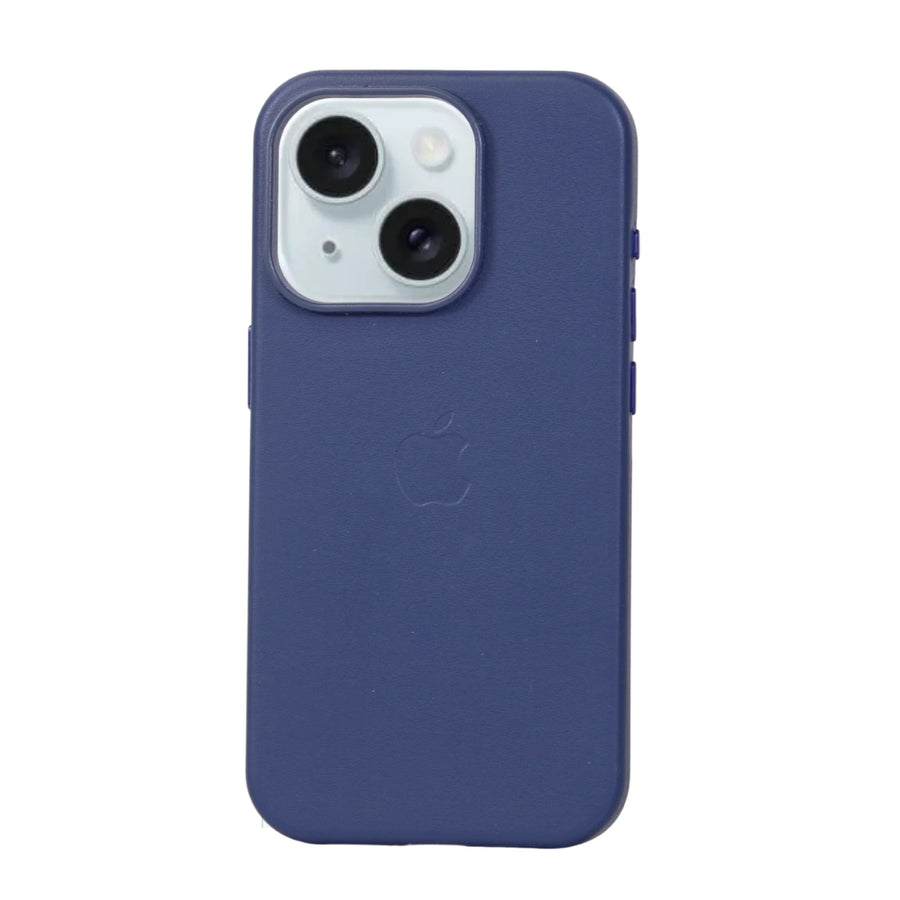 FUNDA CUERO MAGSAFE IPHONE 15 PRO AZUL