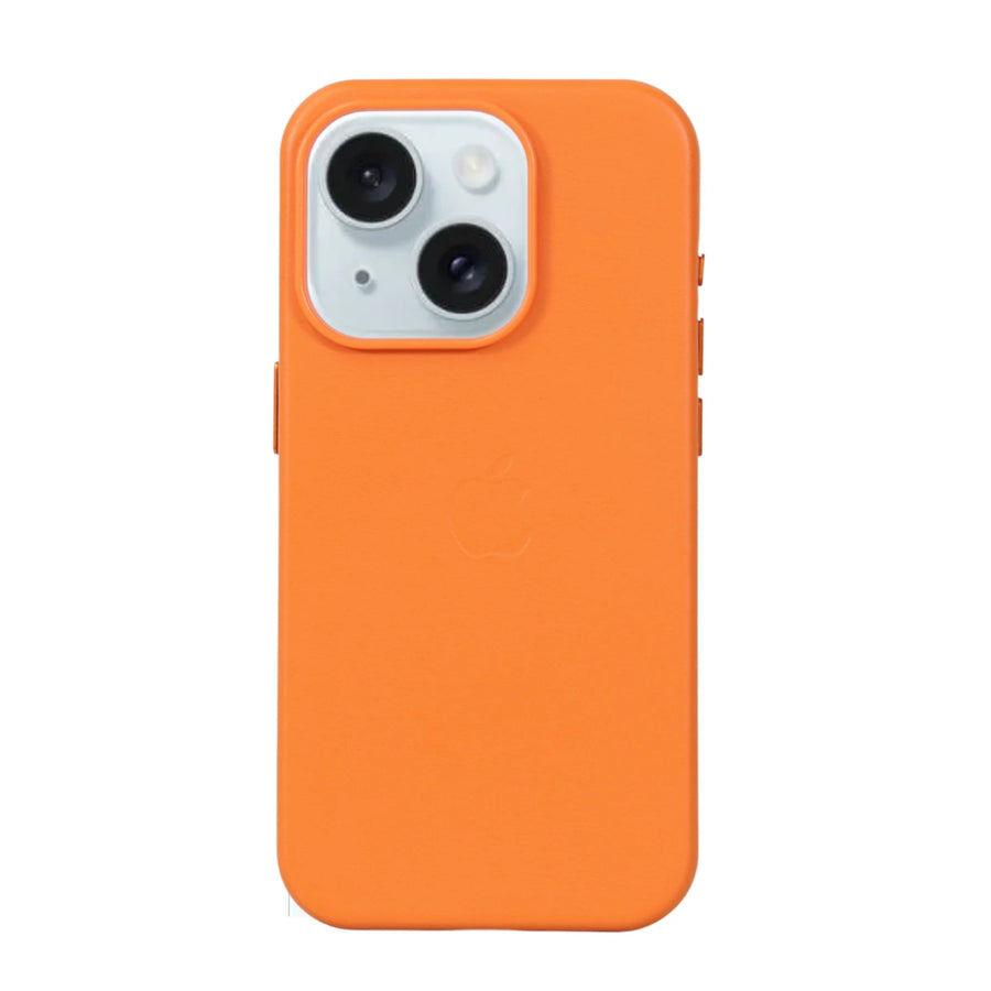FUNDA CUERO-3 MAGSAFE IPHONE 15 PRO NARANJA