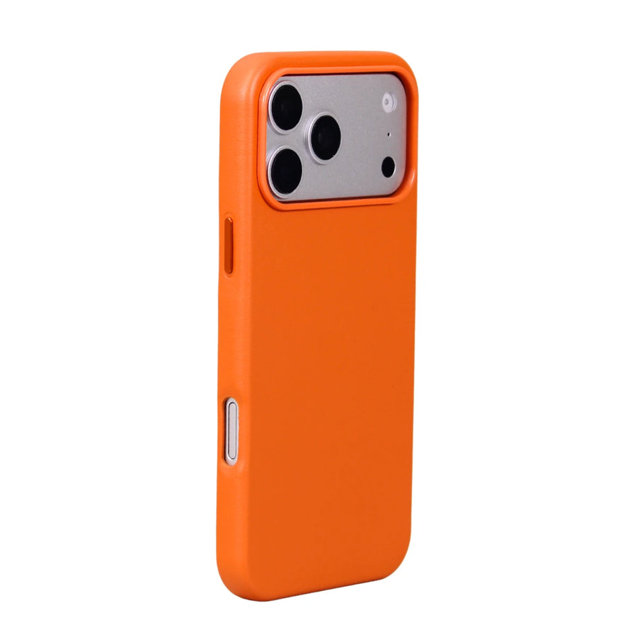 FUNDA CUERO-3 MAGSAFE IPHONE 17 PRO MAX NARANJA