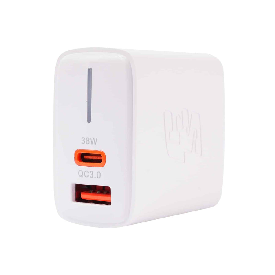 CARGADOR TURBO PRO 38W PD+QC 1 TYPE-C 1 USB-A CYBERSHOP BLAN