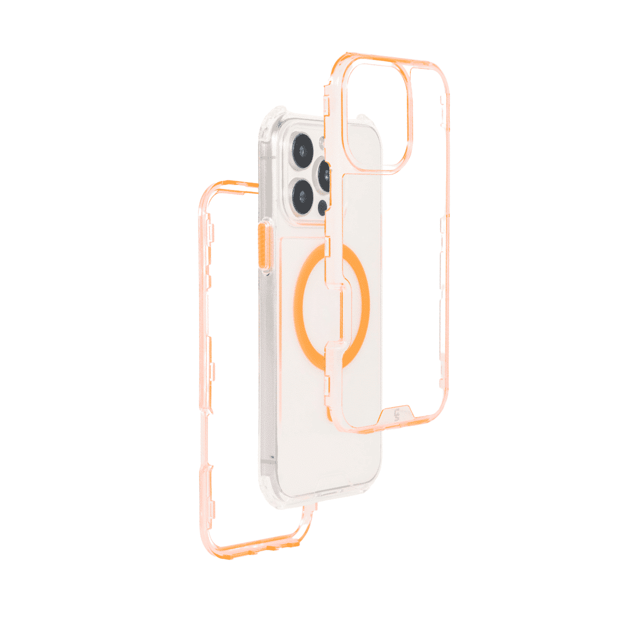 FUNDA IPHONE 16 PRO MAGSAFE 3IN1 TRANSPARENTE NARANJA