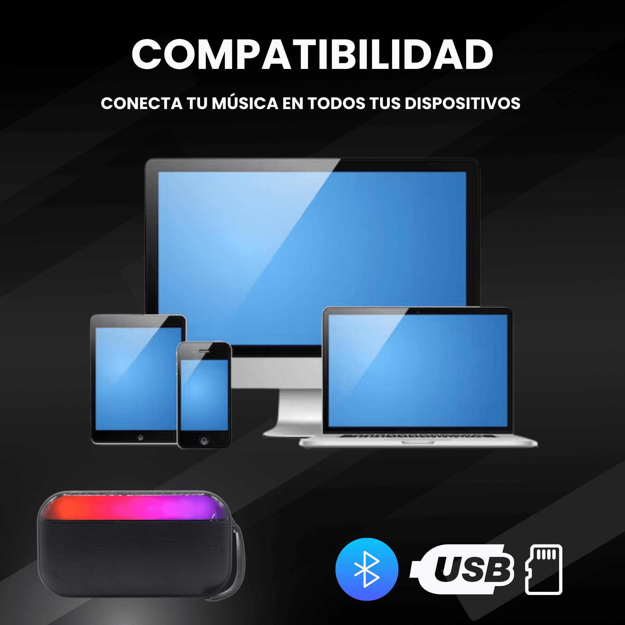 BOCINA BT/FM/USB/SD CYBERSHOP NEGRO