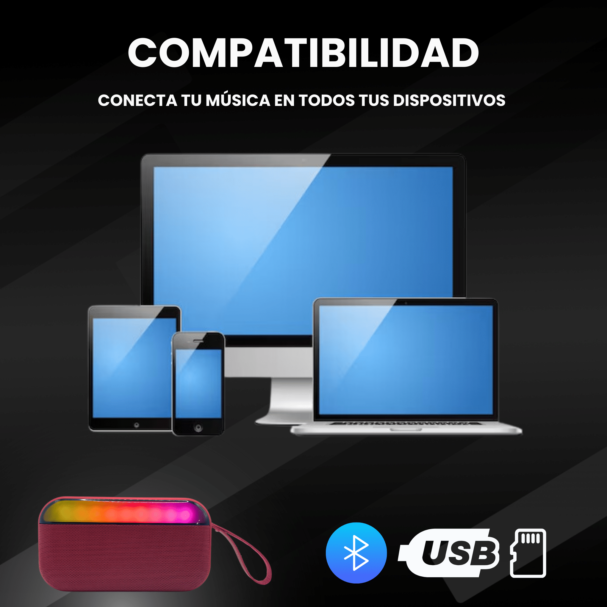 BOCINA BT/FM/USB/SD CYBERSHOP ROJA