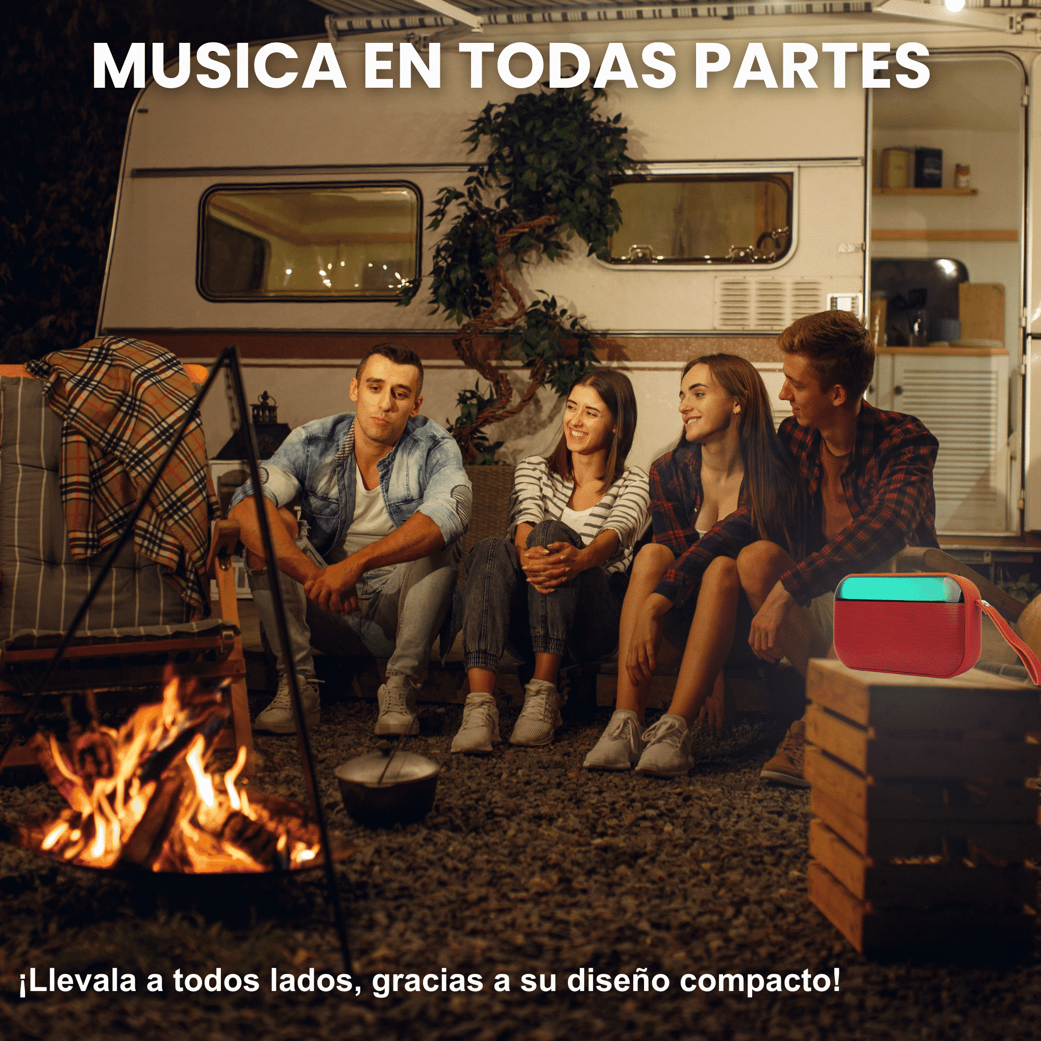 BOCINA BT/FM/USB/SD CYBERSHOP ROJA features